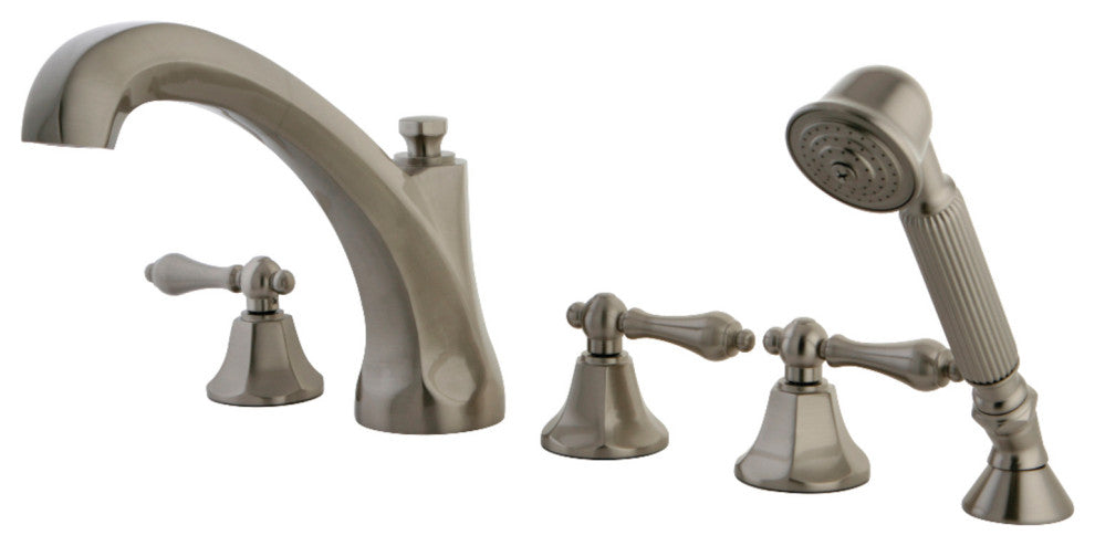 Kingston Brass Roman Tub Faucet With Hand Shower, Brushed Nickel