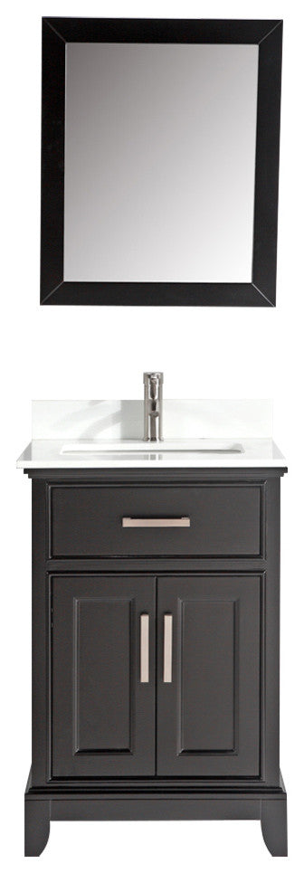 Bathroom Vanity Set With Engineered Marble Top, 24", Espresso, Standard Mirror