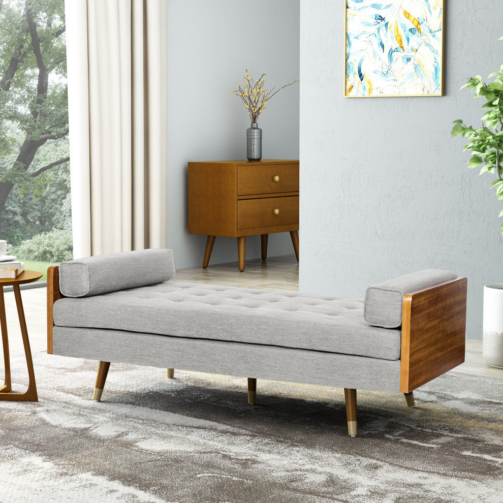 Tiltonsville Mid-Century Tufted Double End Chaise Lounge with Bolster Pillows