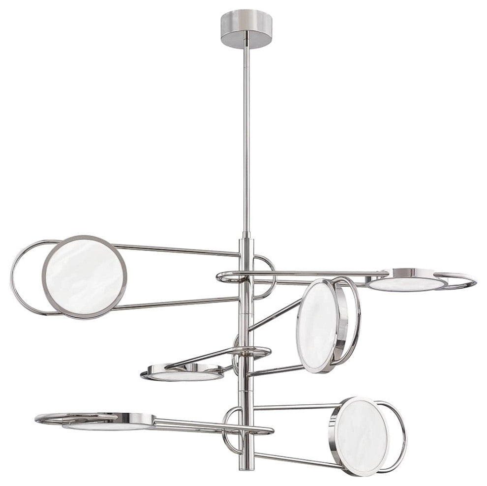 Valeri  Light Pendant, Burnished Nickel Finish, Off White Alabaster Shade