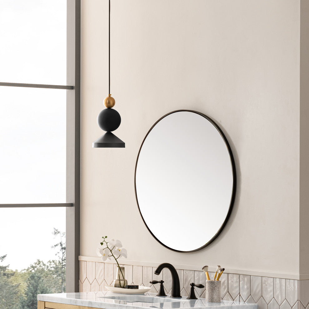 Rohe 30" Round Mirror, Champagne Brass