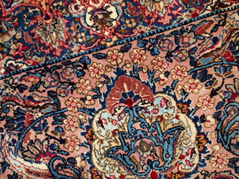 Handmade antique Persian Kerman rug 4.2' x 6.10' (128cm x 211cm) 1920s