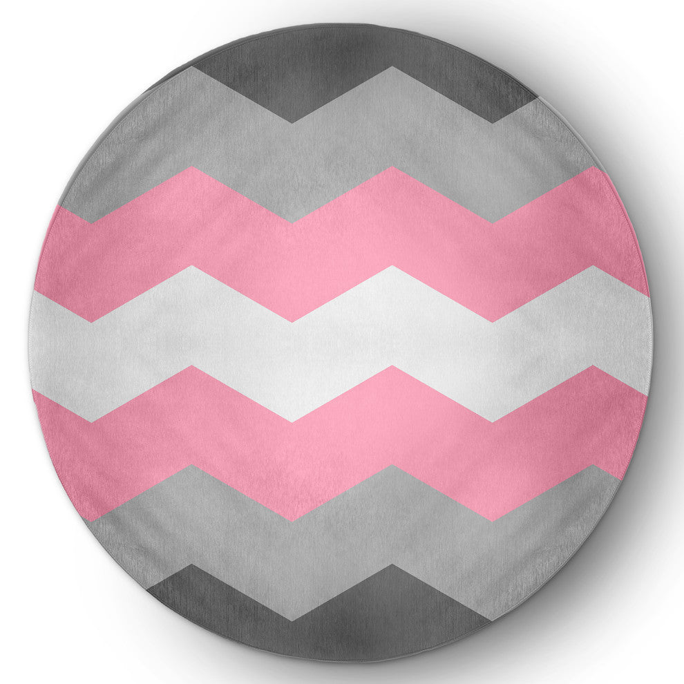 Demi Girl Chevron Chenille Rug, Demi Girl Chevron, 5' Round