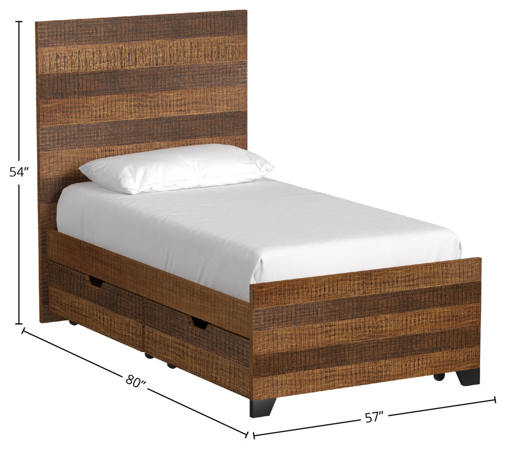 Urban Rustic Wood Complete Bed, Brushed Wheat, Twin
