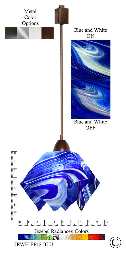 Jezebel Radiance Flame Track Light, Small, Cobalt Blue and White