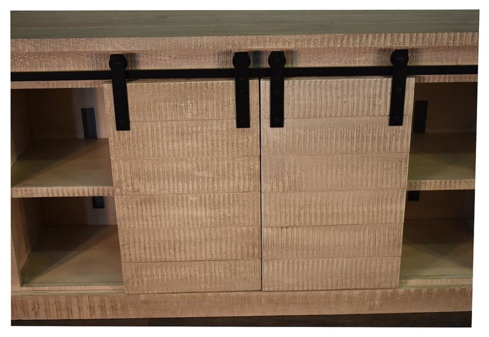 Mason 65" Sliding TV Stand, White Glaze