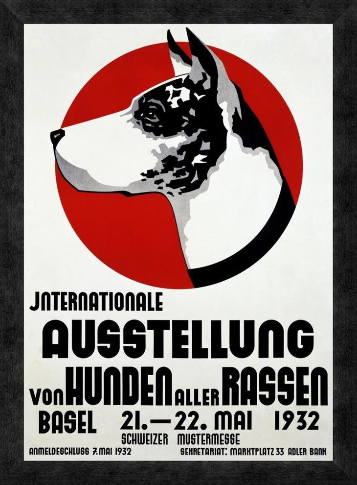 "Ausstellung von Hunden" Framed Canvas Giclee by Johannes Handschin, 18"x24"