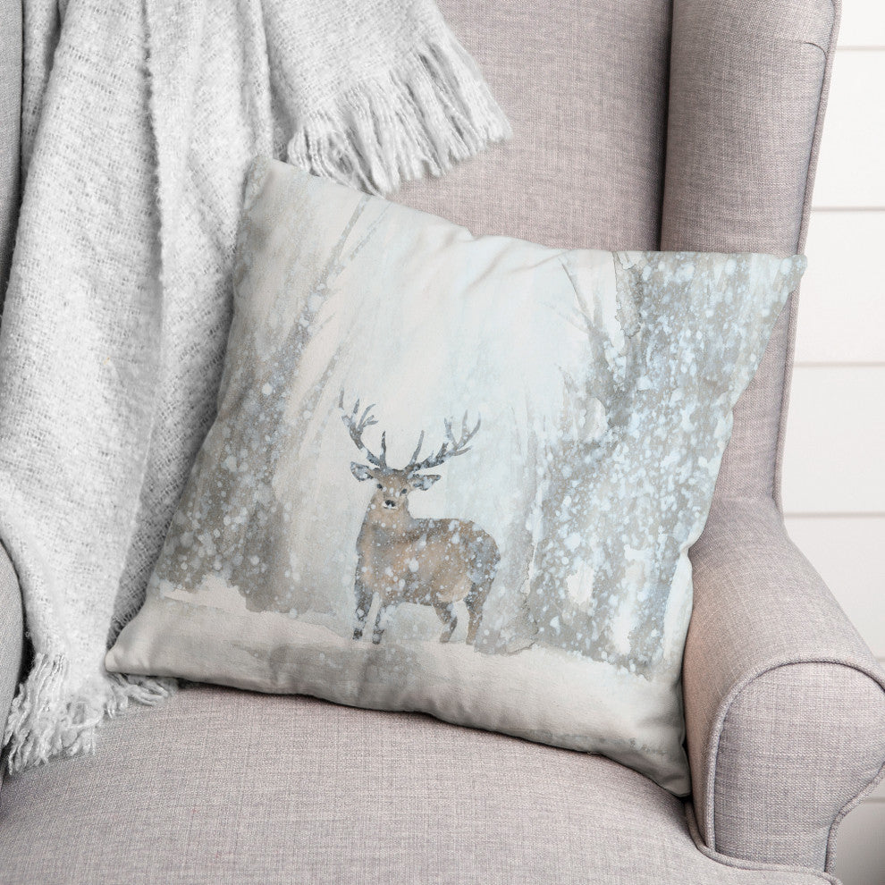Deer In Winter 16x16 Spun Poly Pillow