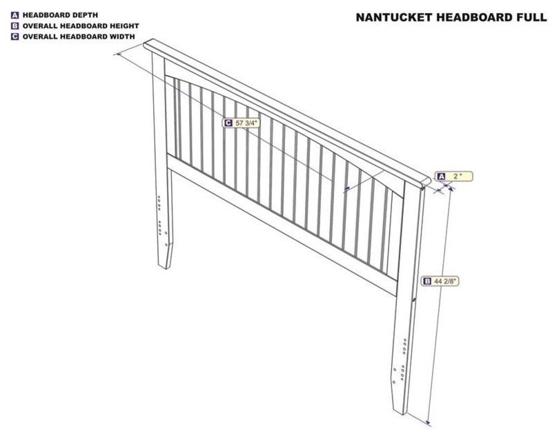 AFI Nantucket Full Wood Panel Headboard with USB Charging Station in White