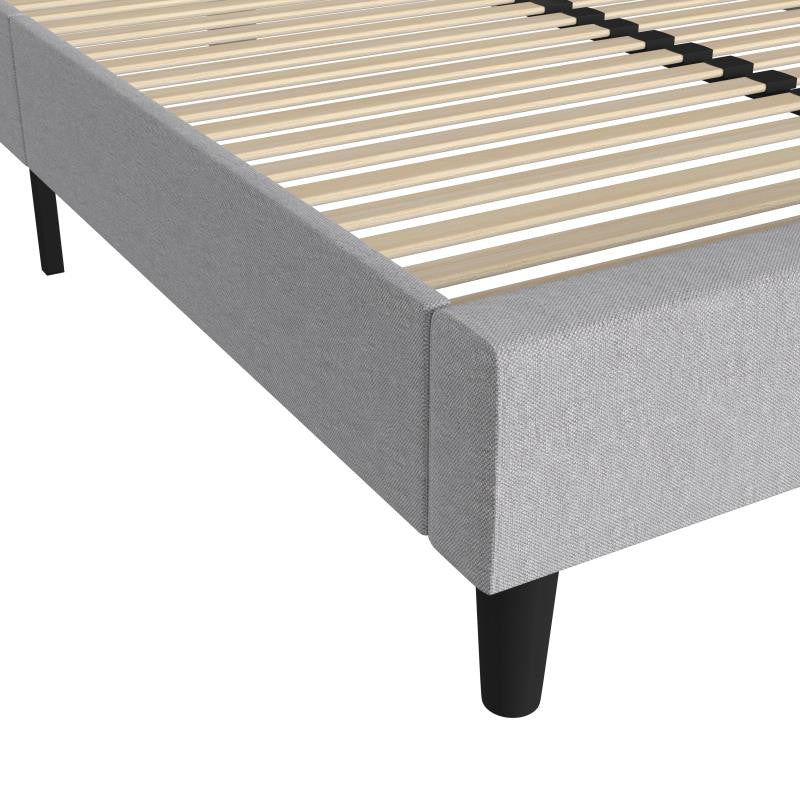 Addison Upholstered Platform Bed - Headboard with Rounded Edges, Light Grey, Queen