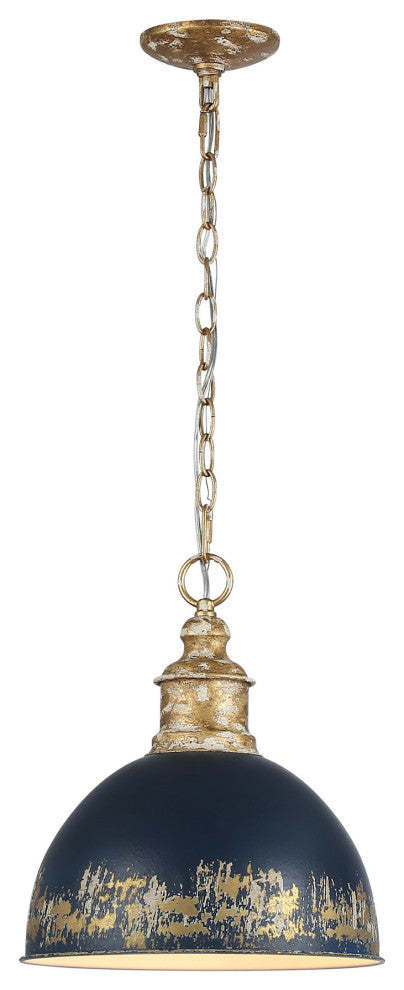 Golden Lighting 0809-M Alison 12"W Pendant - Vintage Gold / Antique Navy