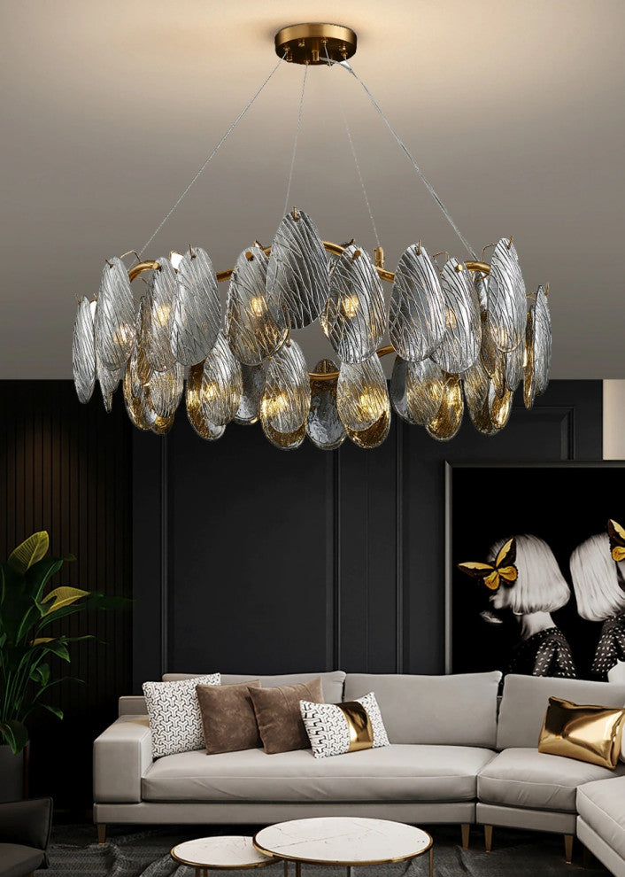 Zafferana Etnea | Round Smoke Gray Crystal Chandelier for Bedroom, Gray, 17"