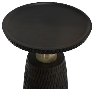 Breanna Solid Mango Wood Side Table, Black, Gold