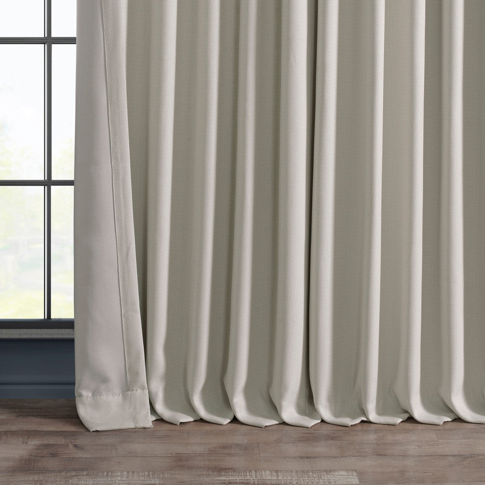 Faux Linen Extra Wide Room Darkening Curtain Single Panel, Birch, 100"x108"