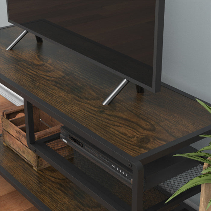 Modern Entertainment Center wood Media Console Table with Open Shelving