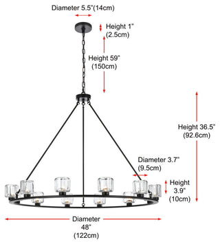 Home Living 48" Chandelier, Black