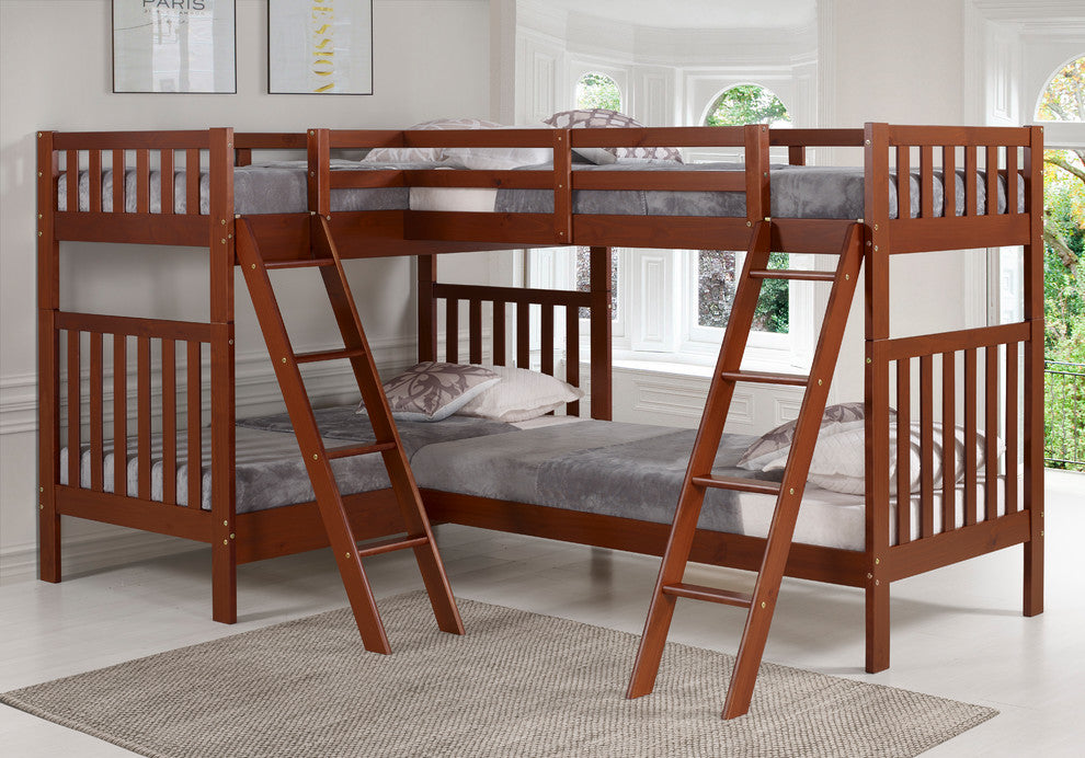 Aurora Twin Over Twin Bunk Bed with Quad-Bunk Extension