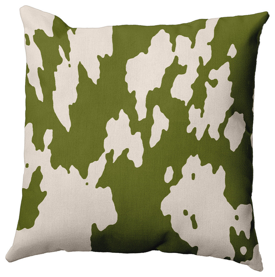 20" x 20" Moo Print Decorative Throw Pillow, Olive