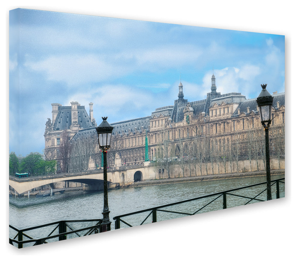 Cora Niele 'The Louvre Palace And Seine River' Canvas Art, 22" x 32"