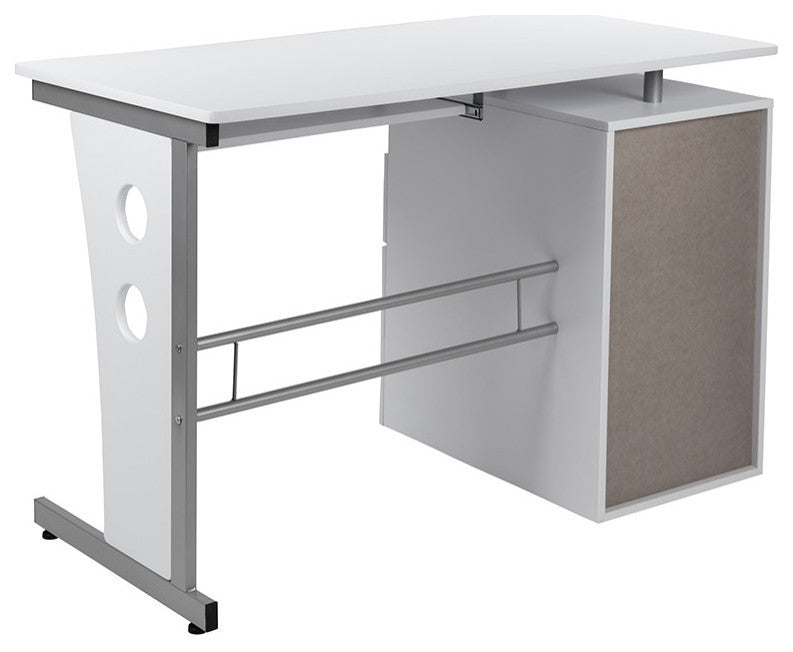 Computer Desk With 3-Drawers and Pull-Out Keyboard Tray, White
