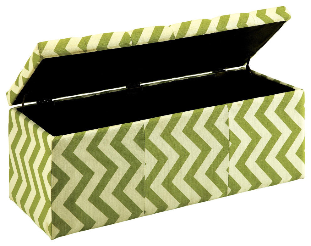 Furniture of America Laina Contemporary Fabric Storage Bench in Green