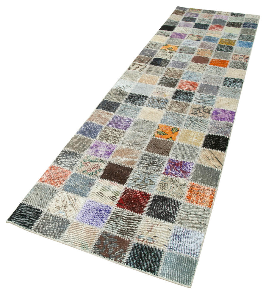 Rug N Carpet - Hand-Knotted Anatolian 2' 10" x 10' 7" Wool Patchwork Runner Rug