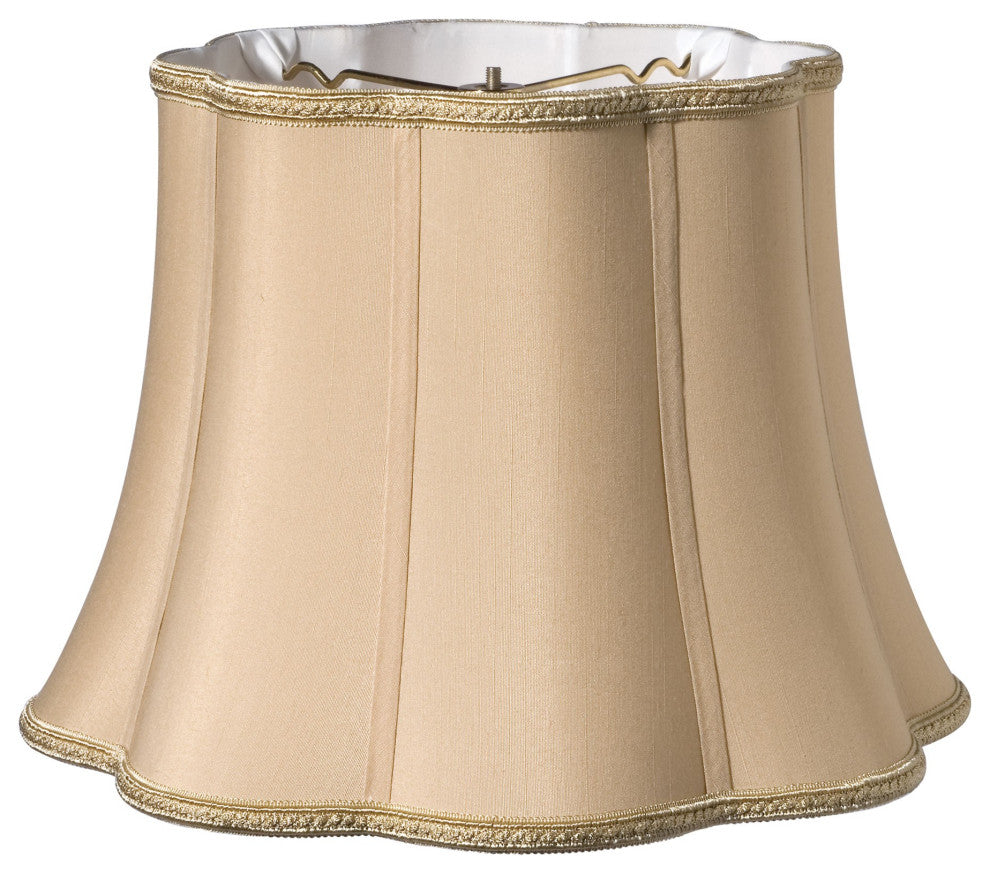 14" Vintage Gold Melon Scallop Paperback Shantung Lampshade
