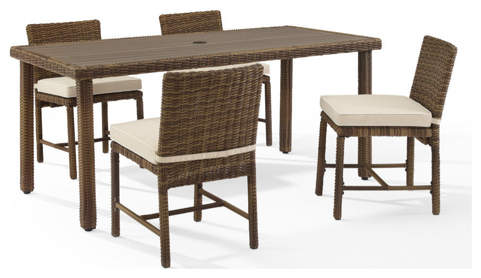 Bradenton 5Pc Wicker Outdoor Dining Set, Sand