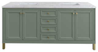 Chicago 72" Double Vanity, Smokey Celadon, Carrara Marble
