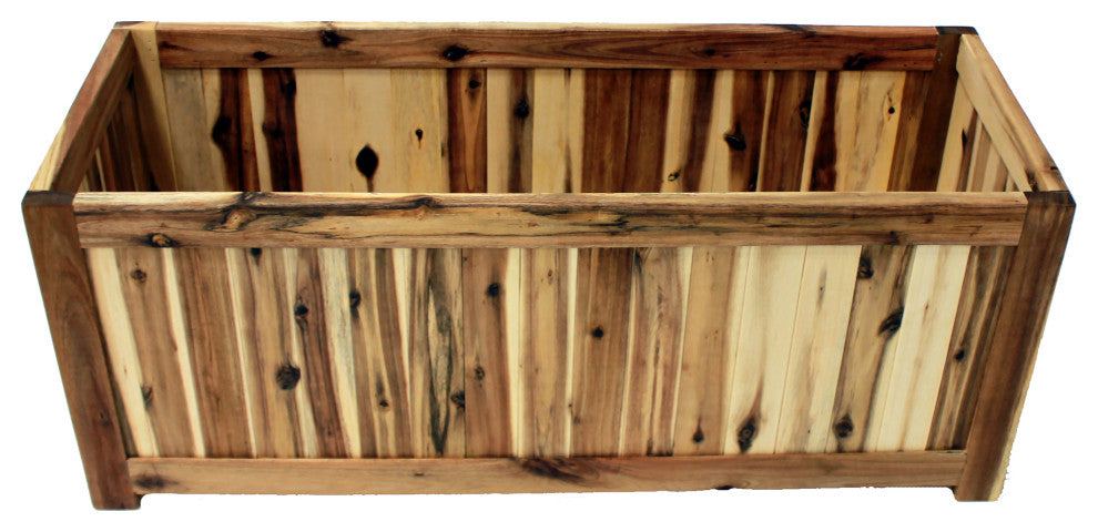 31" Acacia Wood Rectangular Flower Planter, Window Box