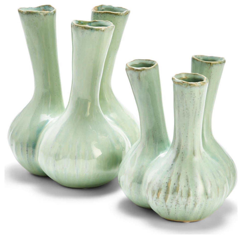 Two's Company Celadon 3 Stem Vases, Set of 2