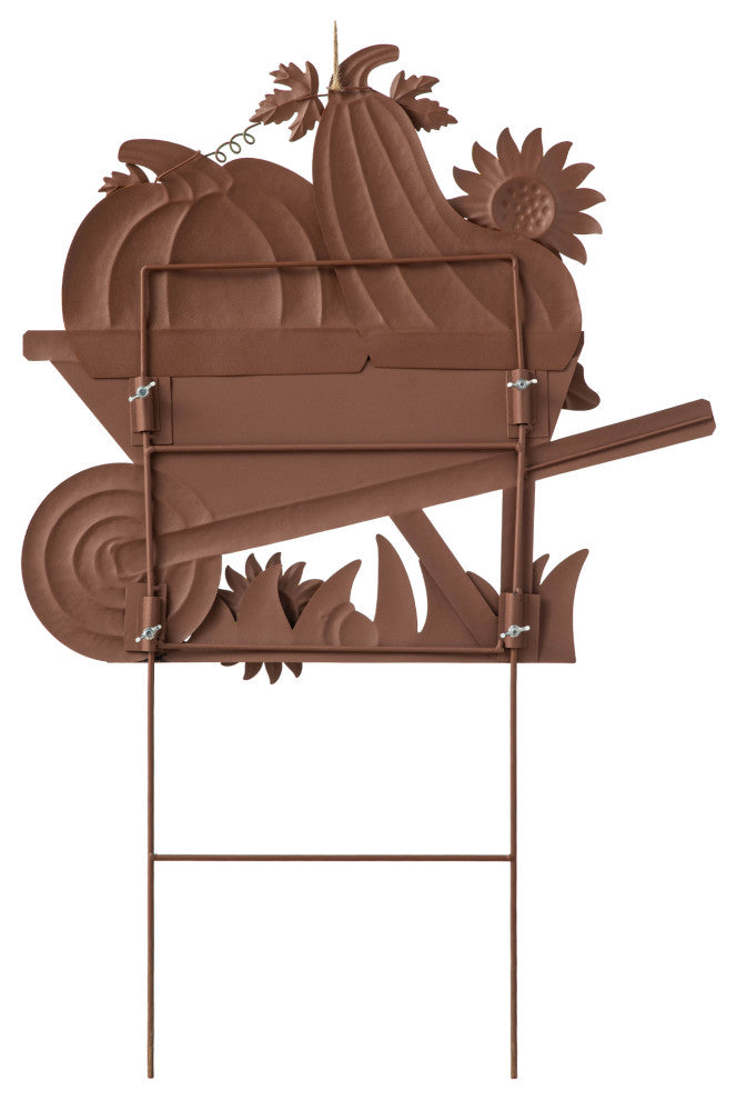 30"H Fall Wheel Barrow Pumpkin Yard Stake