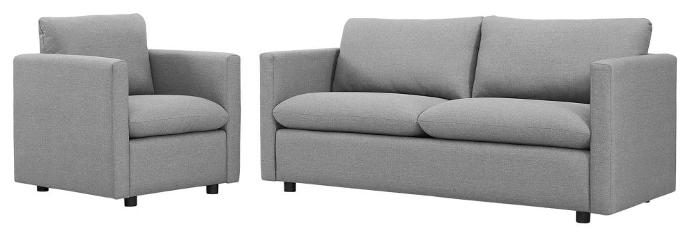 Armchair and Sofa Set, Fabric, Gray, Modern, Living Lounge Hospitality