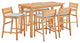 Riverlake 7 Piece Outdoor Patio Ash Wood Bar Set Natural Taupe