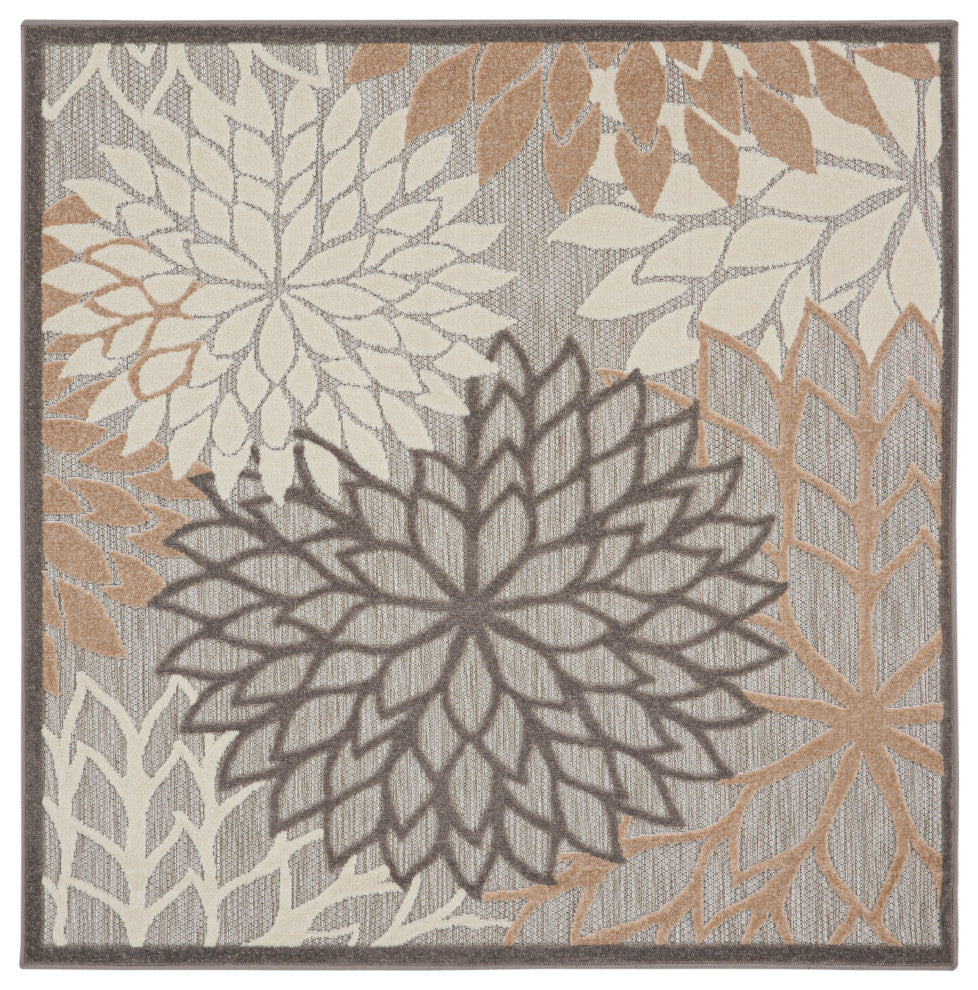 Nourison Aloha 5' x Square Natural Tropical Area Rug