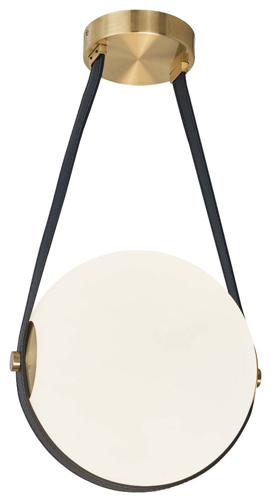 Persis Pendant, 12W, Aged Brass, White Opal Glass