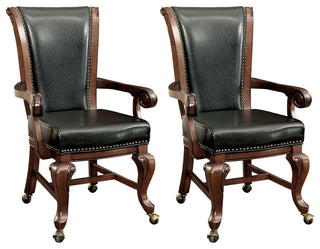 Leatherette Arm Chair, Black, Brown Cherry and Black
