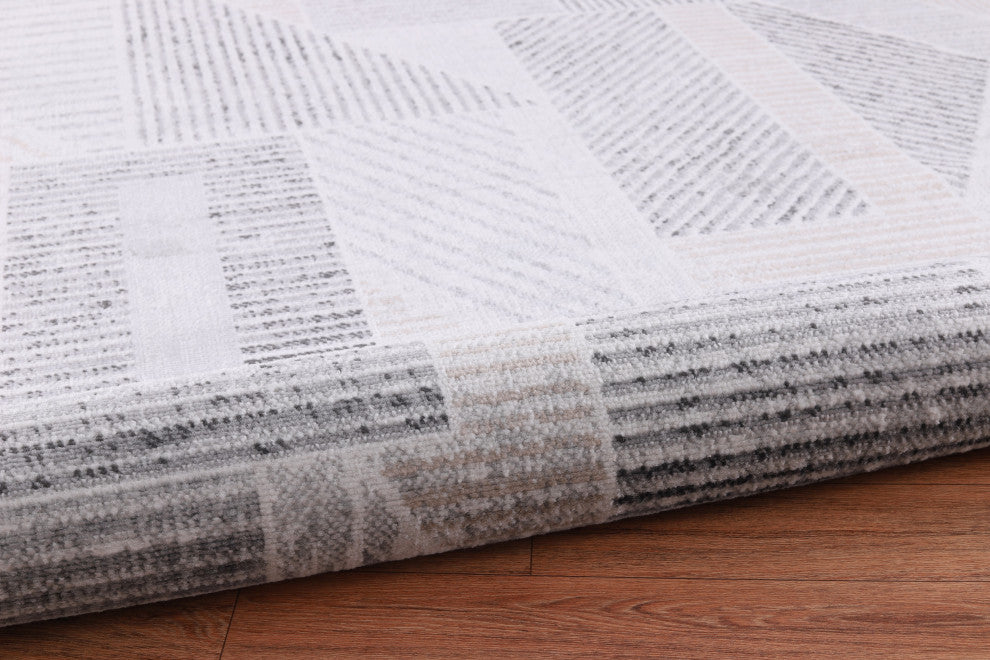 Low-Pile Auden Gray/Beige Rug, Gray, 10'x14'