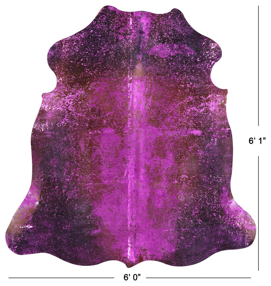 Pink Metallic Cowhide Rug 6' 1" X 6' 0" C2165