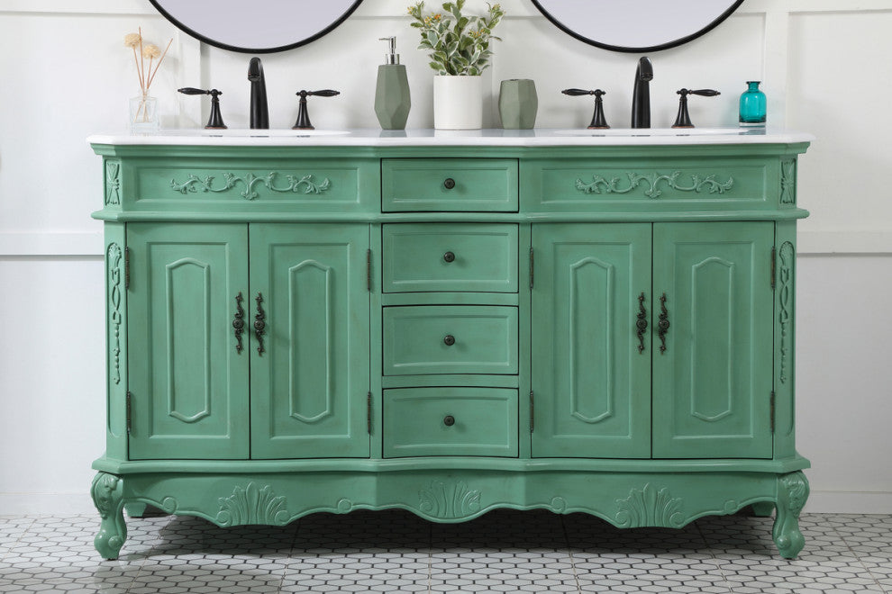 72" Double Bathroom Vanity, Teak