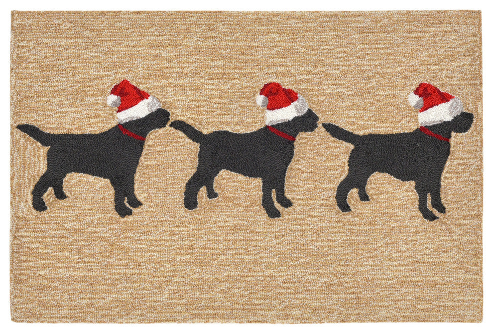 Frontporch 3 Dogs Christmas Indoor/Outdoor Rug Neutral 2''x3''