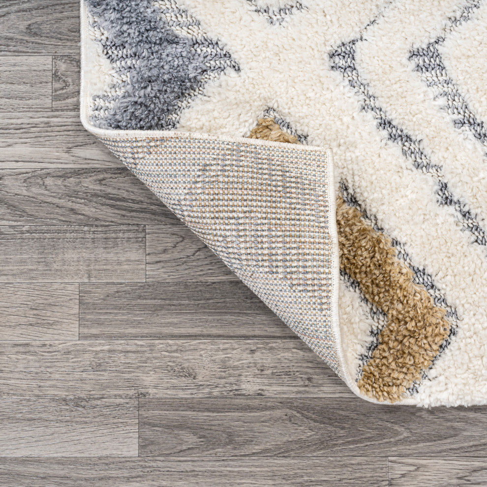 Amira Diamond Tribal High-Low Multi/Cream 8'x10' Area Rug