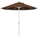 9' Matted White Push-Button Tilt Crank Aluminum Umbrella, Teak Olefin