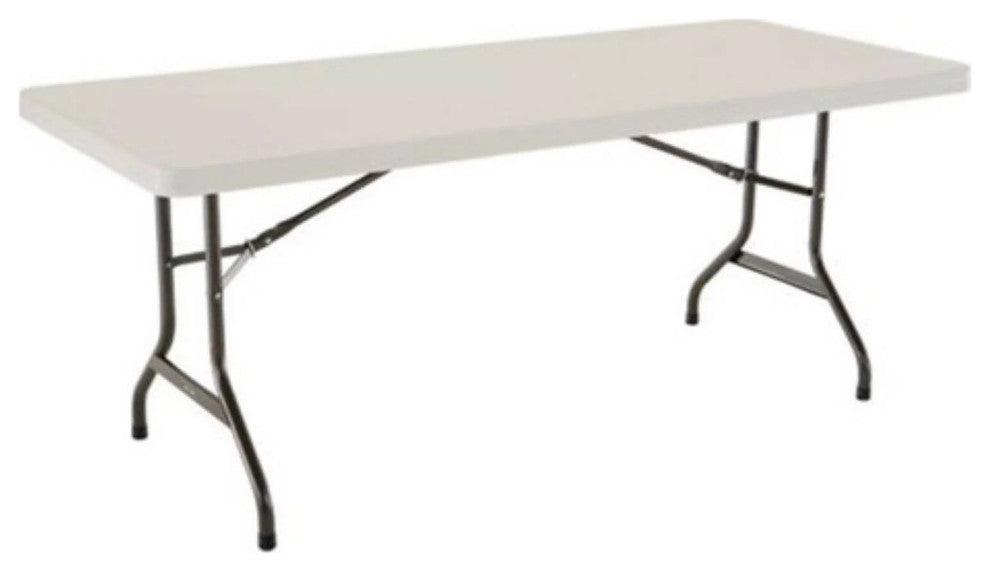 4 Pack Folding Table, Metal Legs With Double Wall Polyethylene Surface, Almond