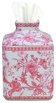 Pink and White Floral Motif Porcelain Tissue Holder