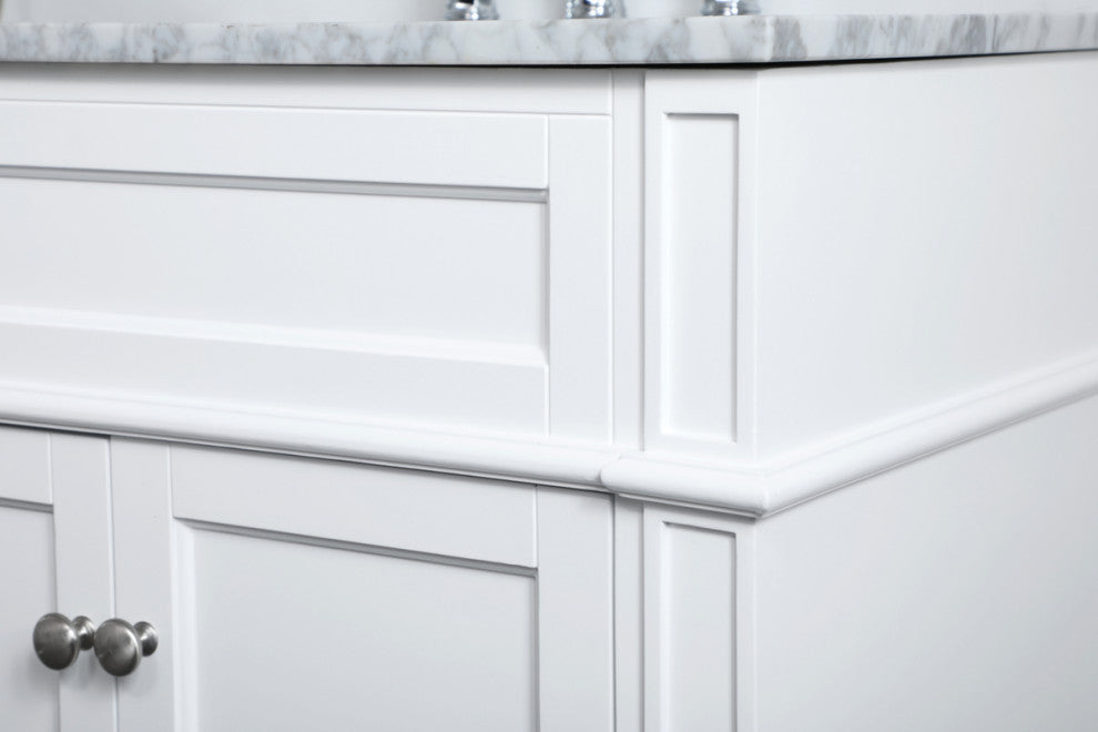Home Living Vanity with Carrara White Marble Countertop, White, 30", Single Sink