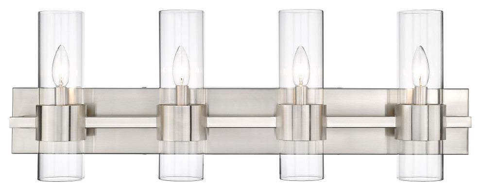 Zlite 343-4V-BN 4-Light Vanity, Clear