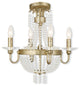 Convertible Mini Chandelier With Clear Crystals, Hand-Applied Winter Gold