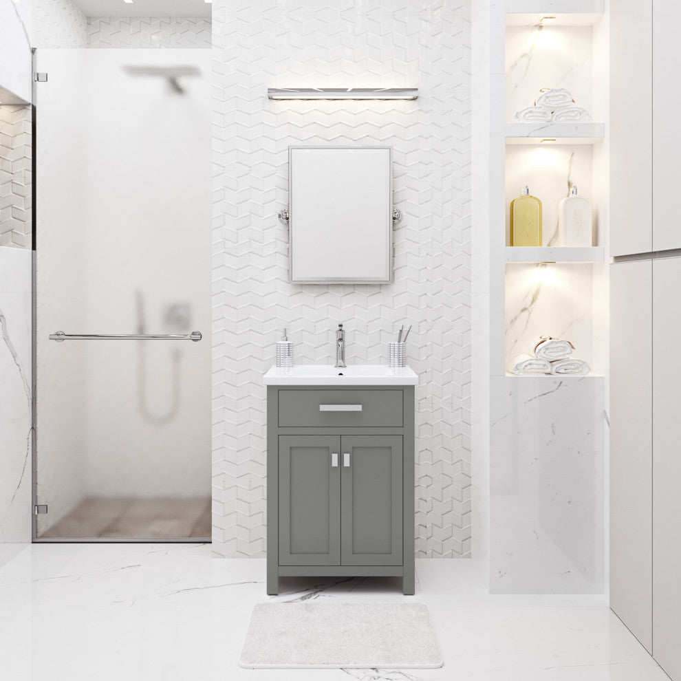 Myra 24 In. Integrated Ceramic Sink Top Vanity in Cashmere Grey with Faucet