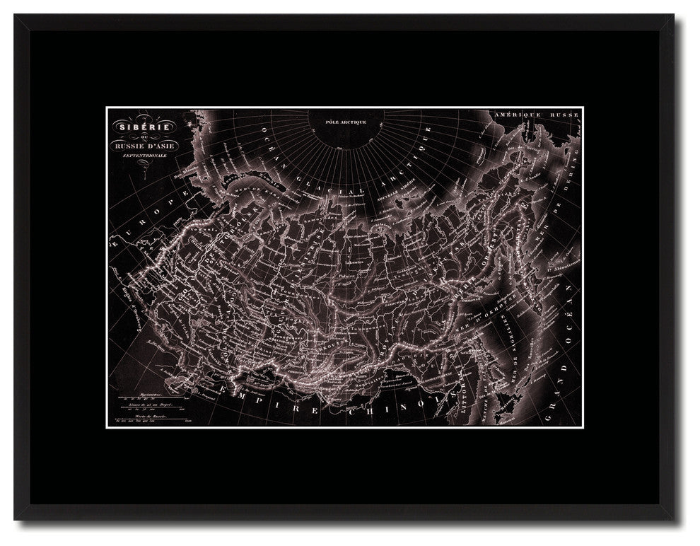 Siberia Russia Vintage Vivid Sepia Map Canvas, 16"x21"